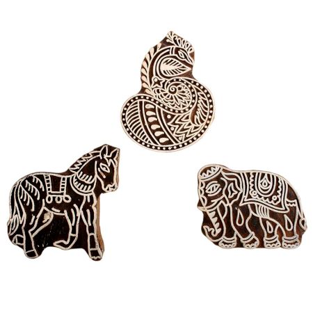 Set of 3 Piece New Mix Wooden Printing Block